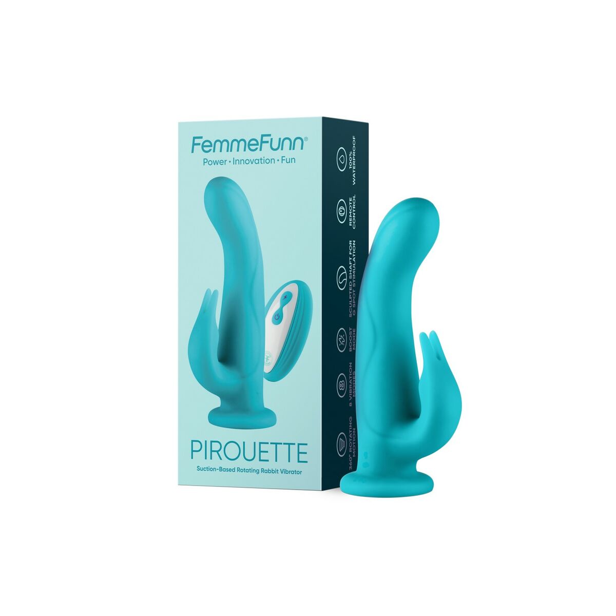 FemmeFunn Pirouette: Türkiser Luxus-Dual-Vibrator für Sinnliche Erlebnisse - FlowNight