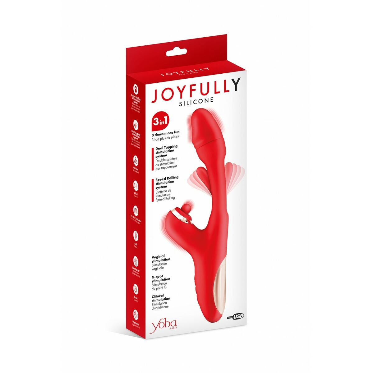 Dual Stimulationsvibrator Yoba JOYFULLY  Rot - FlowNight