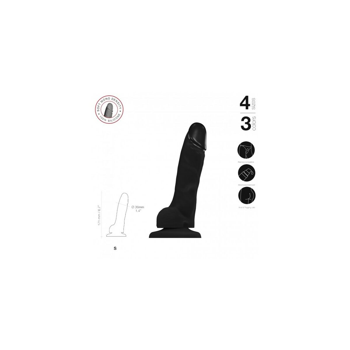 Dildo Strap-on-me Realistic Schwarz S - FlowNight