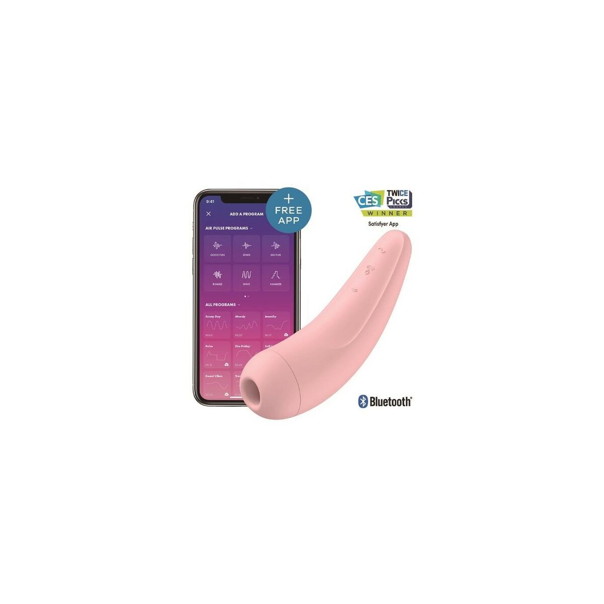Dual Stimulationsvibrator Satisfyer Curvy 2 + Rosa - FlowNight