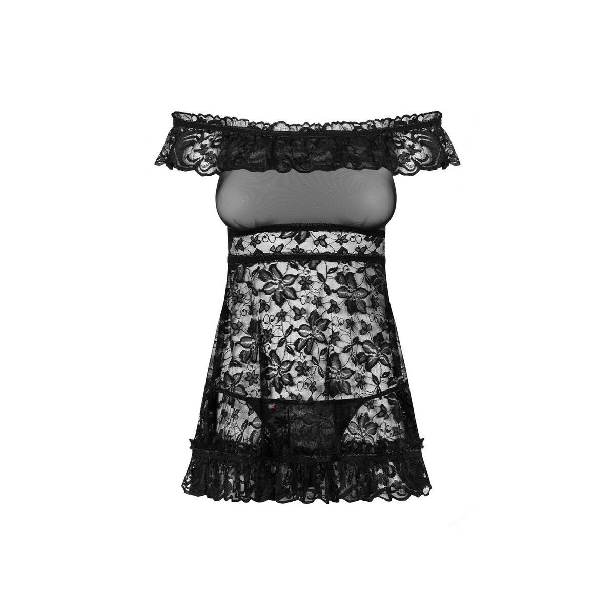 Babydoll Obsessive Flores Schwarz S/M - FlowNight