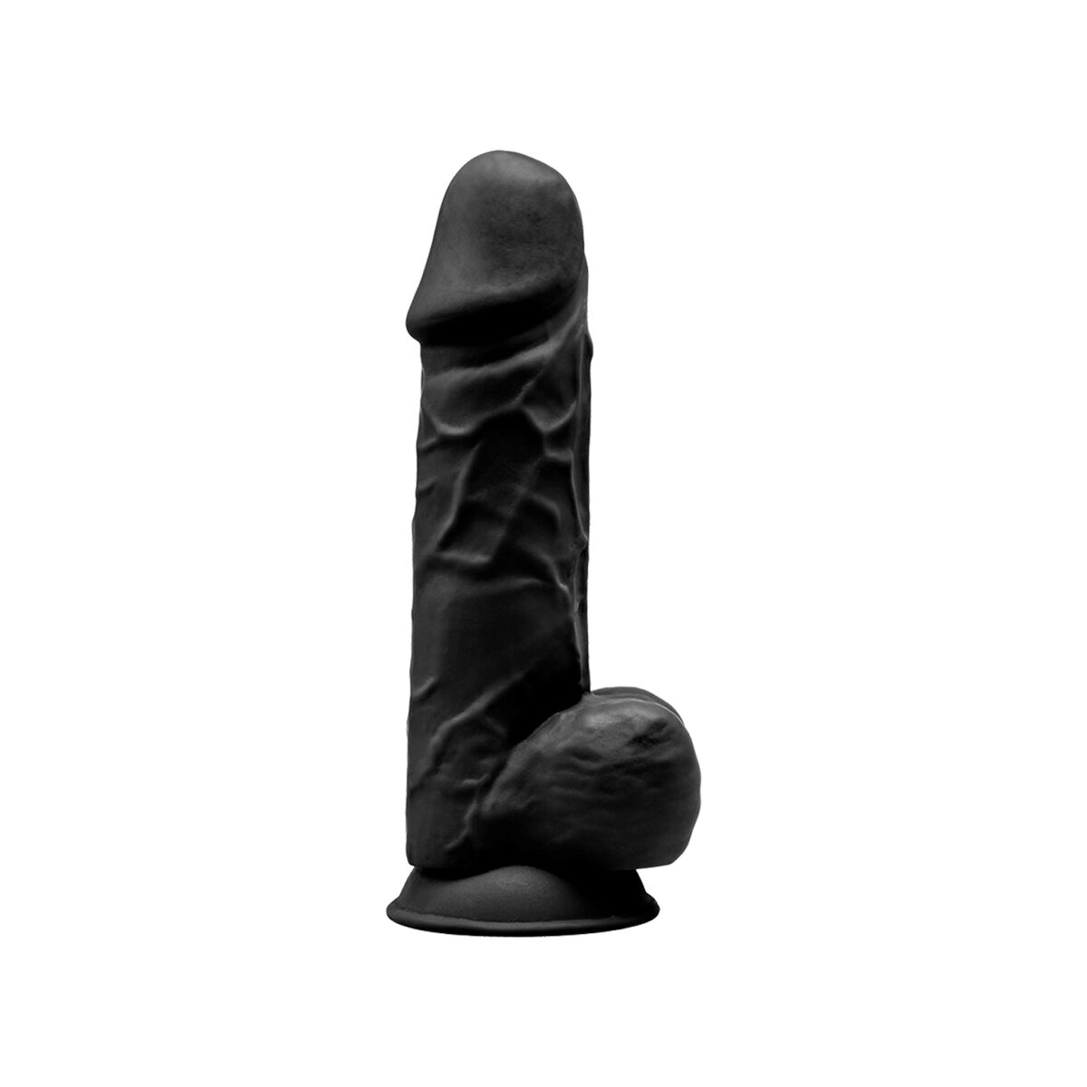 Eleganter schwarzer Silikon-Dildo für sinnliche Stunden - FlowNight