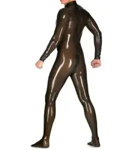 Latex Anzug schwarz transparent Herren von hinten